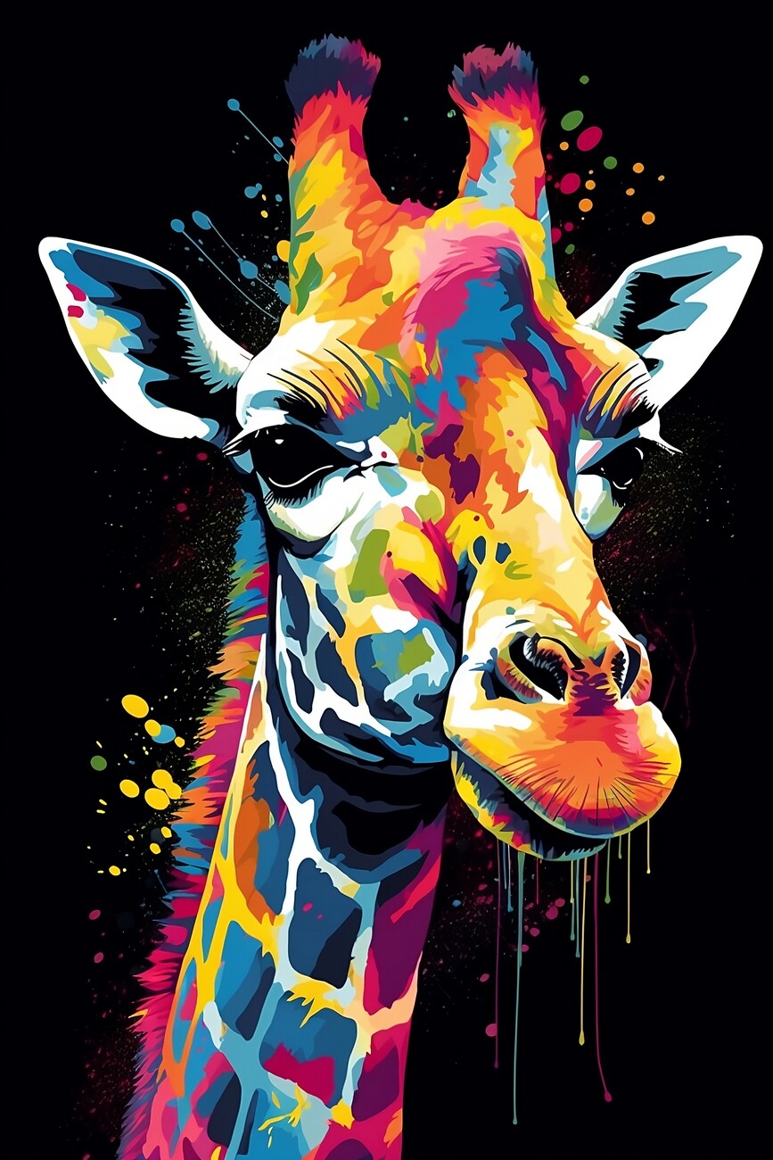 Wall bright giraffe, Art colors | Print | portrait a of Europosters