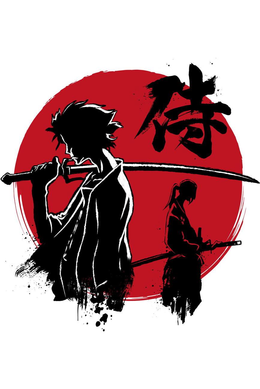 Mugen and Jin sumi e Wall Mural