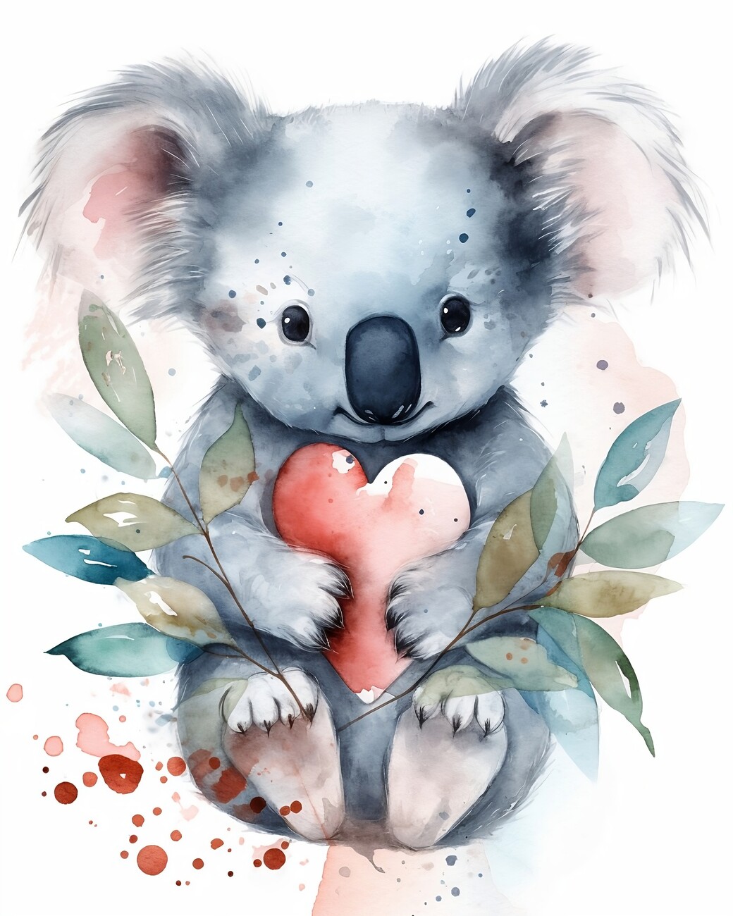 Illustrazione artistiche, Koala with heart, love