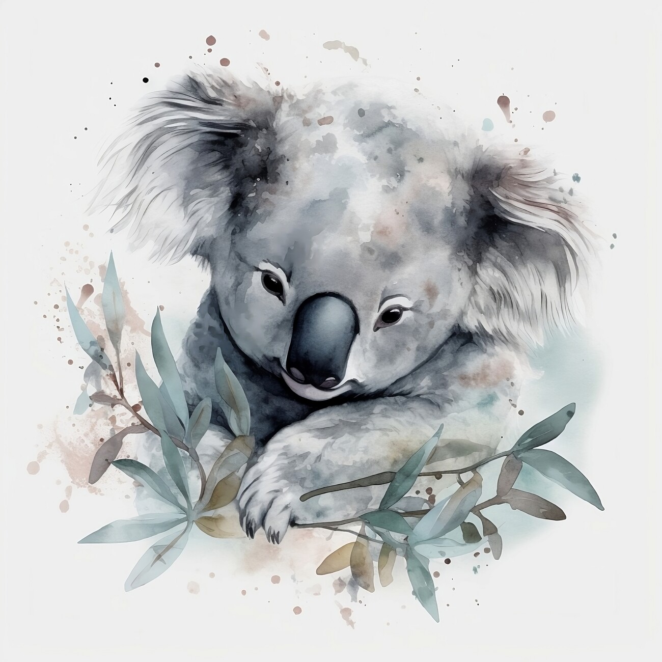 Wall Art Print, Koala watercolor illustration, soft colors