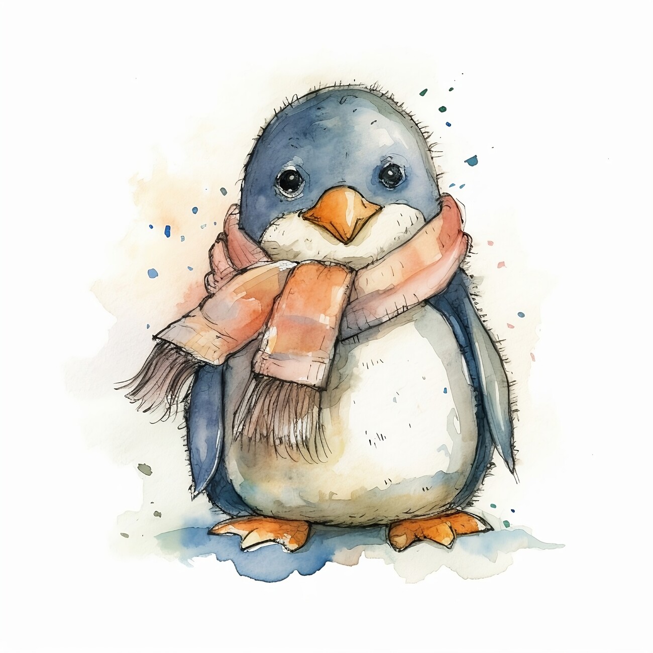 Foto su tessuto da parete Illustrazione Penguin pastello Palloncini  verticale 3:4 su