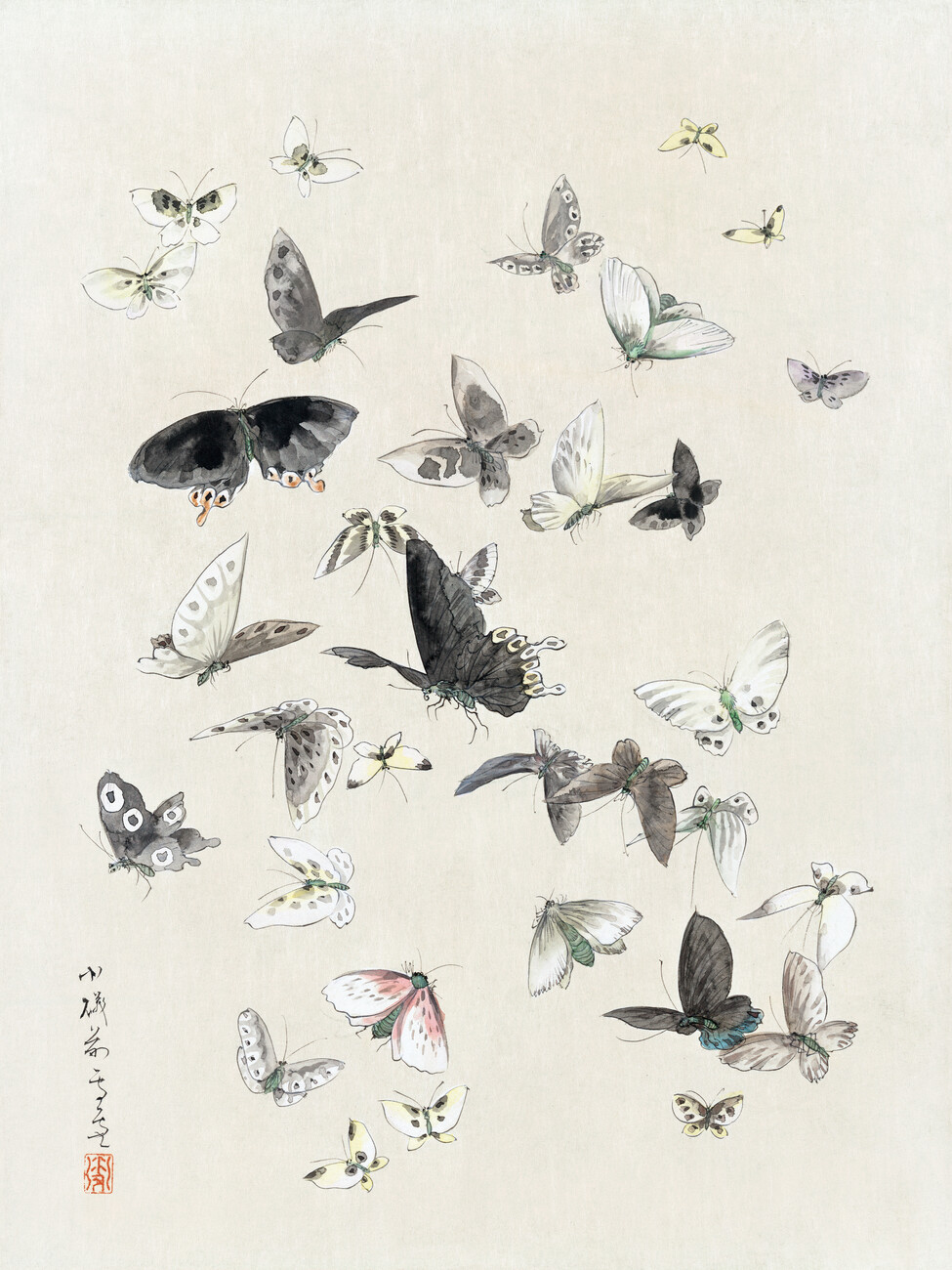 Fine Art Print Butterflies & Moths (1 of 2) - Katsushika Hokusai