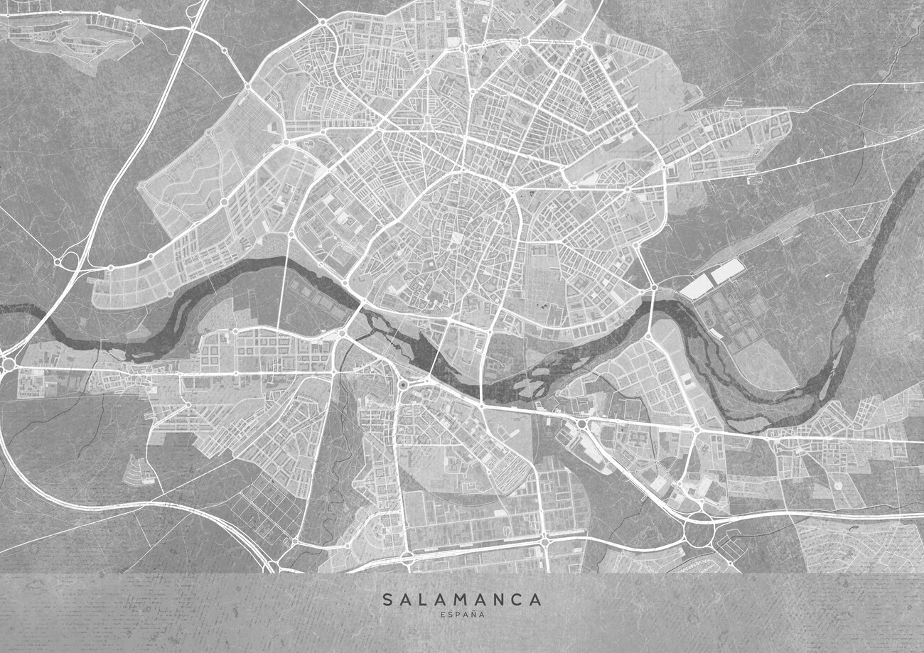 Map of Map of Salamanca (Spain) in gray vintage syle ǀ Maps of all cities  and countries for your wall