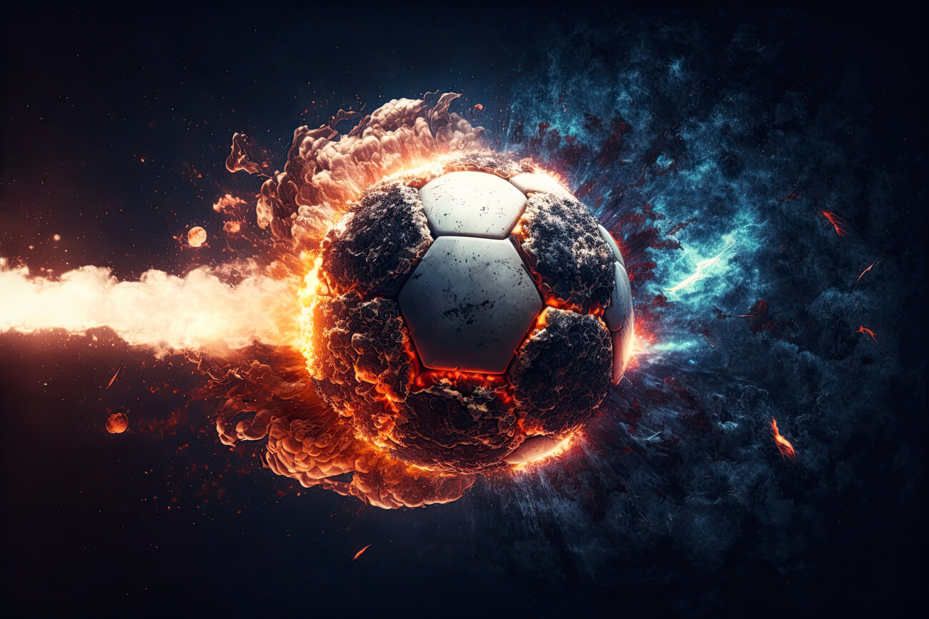 Poster Ballon de football sur le feu 