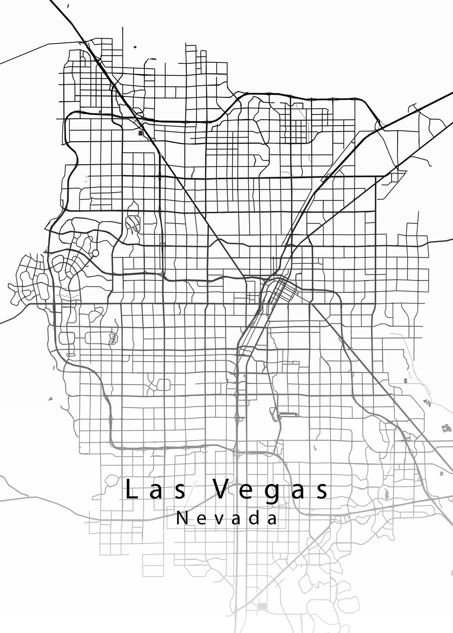  Las Vegas Print Black And White Sign, Las Vegas Wall