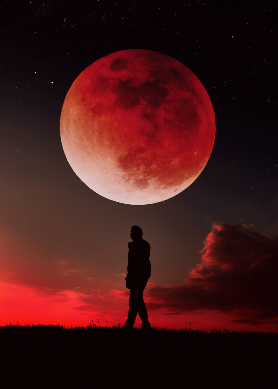 Red Full Moon, Posters, Art Prints, Wall Murals