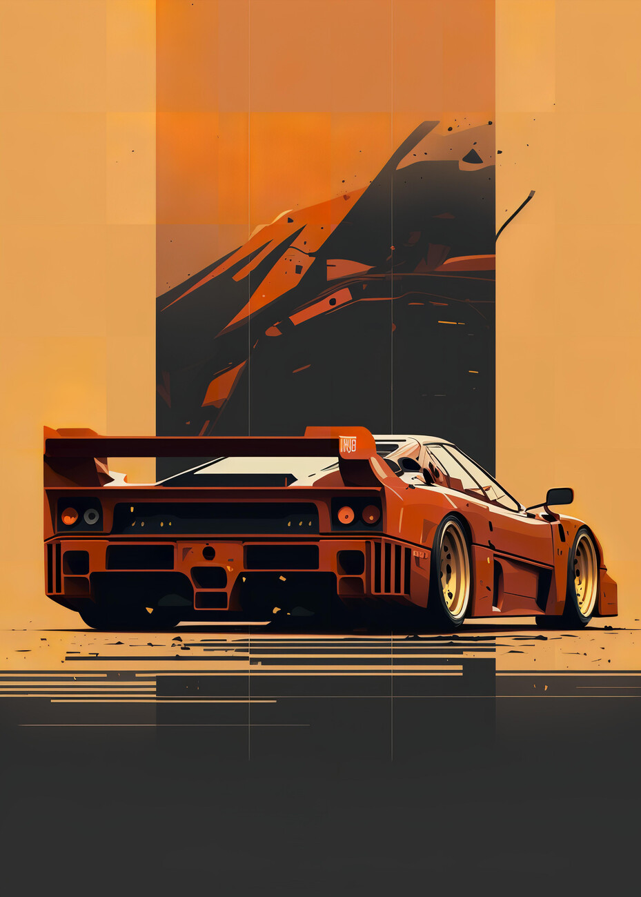 Poster, stampa F40 Retro Car Auto, Regali & Merch