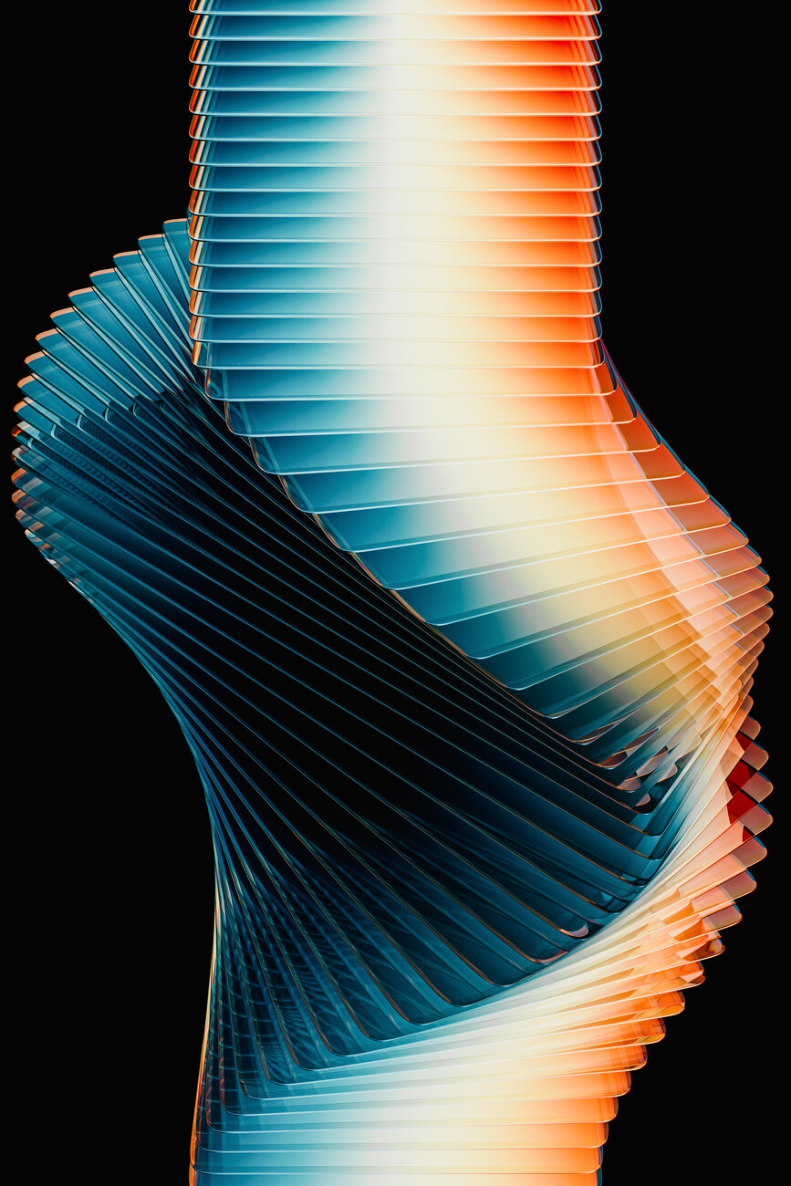 Illustration Abstract Flowing holographic shapes