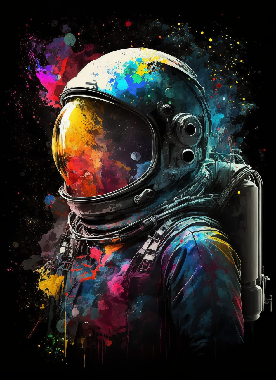 Wall Art Print Colorful Astronaut In The Galaxy Space Abposters Com