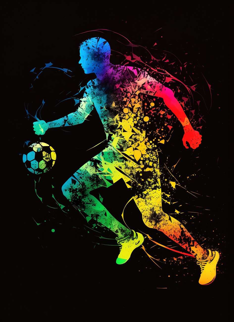 Poster, affiche Silhouette Soccer Football, Cadeaux et merch