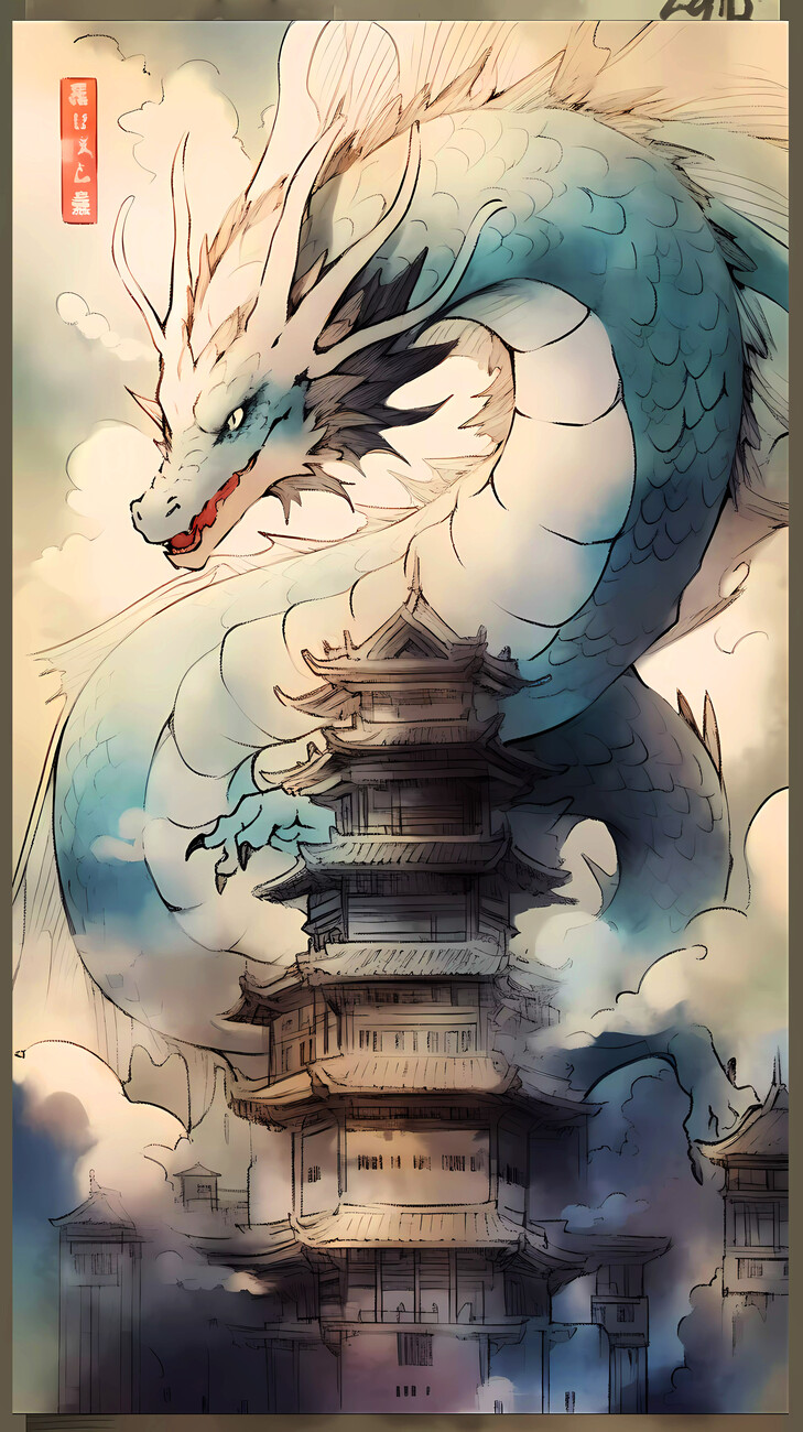 Illustration d'un Dragon Traditionnel Chinois Postcard for Sale by  Chocodole