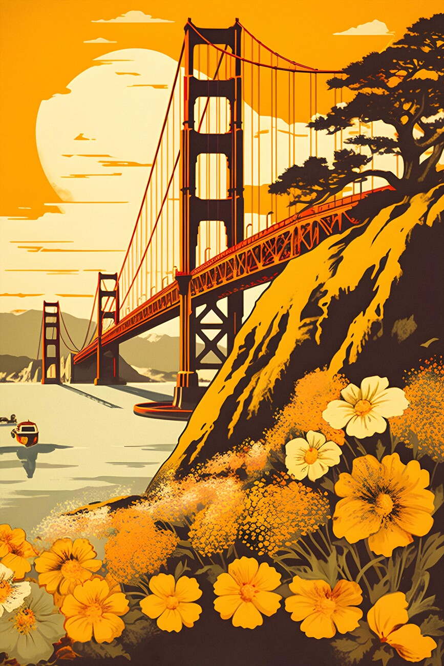 Illustration San Francisco - Vintage Travel Poster