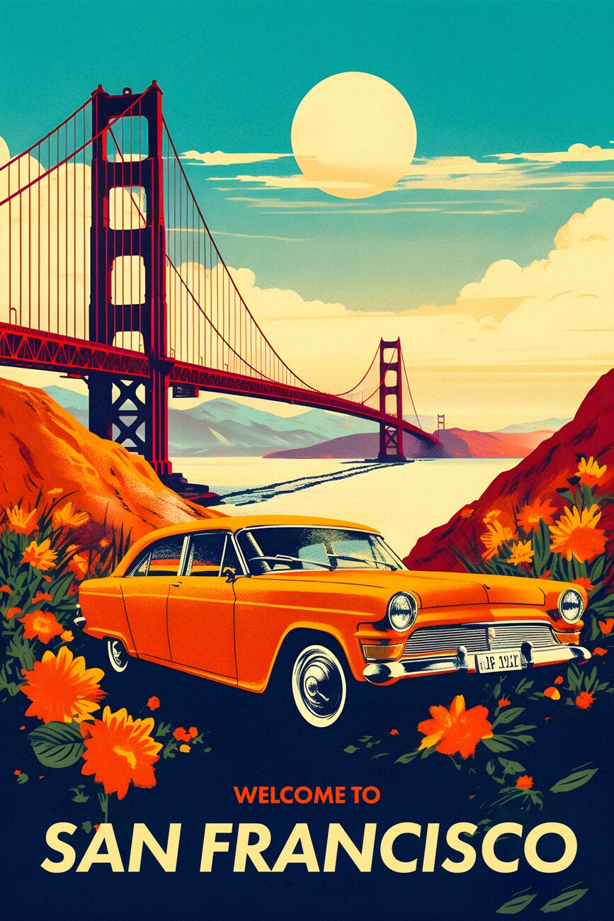 Illustration San Francisco - Vintage Travel Poster