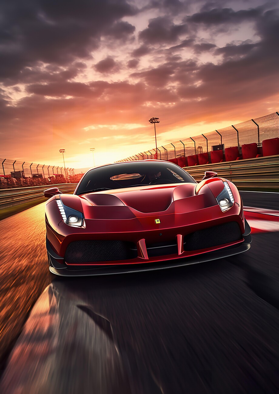 Wall Art Print Ferrari 480 Gt on the Racetrack Car, Gifts & Merchandise