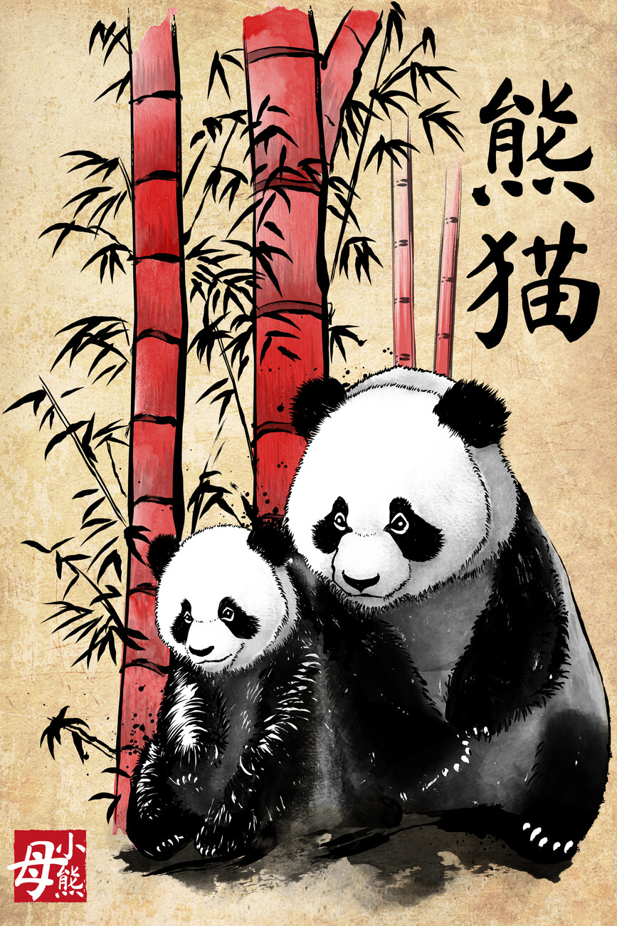 Panda De Design Tradicional De Banner Da China E Ilustração Do