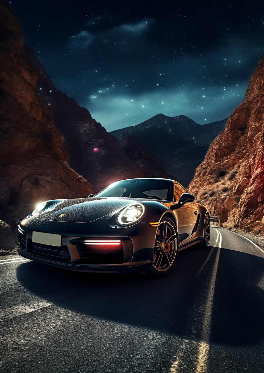 Wall sticker Porsche 911 Car with Space Night Sky