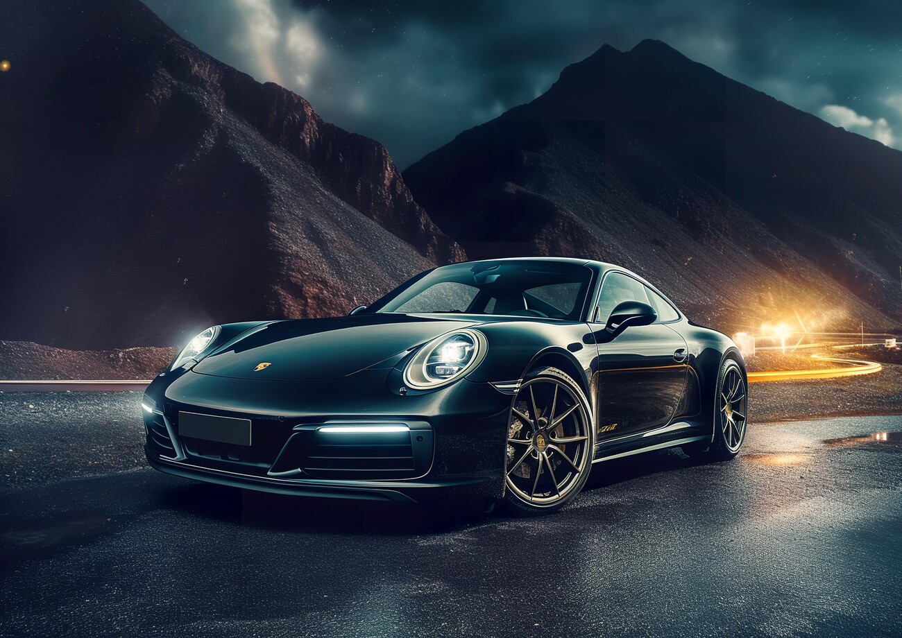 Art Poster Porsche 911 Dark Mountain Race