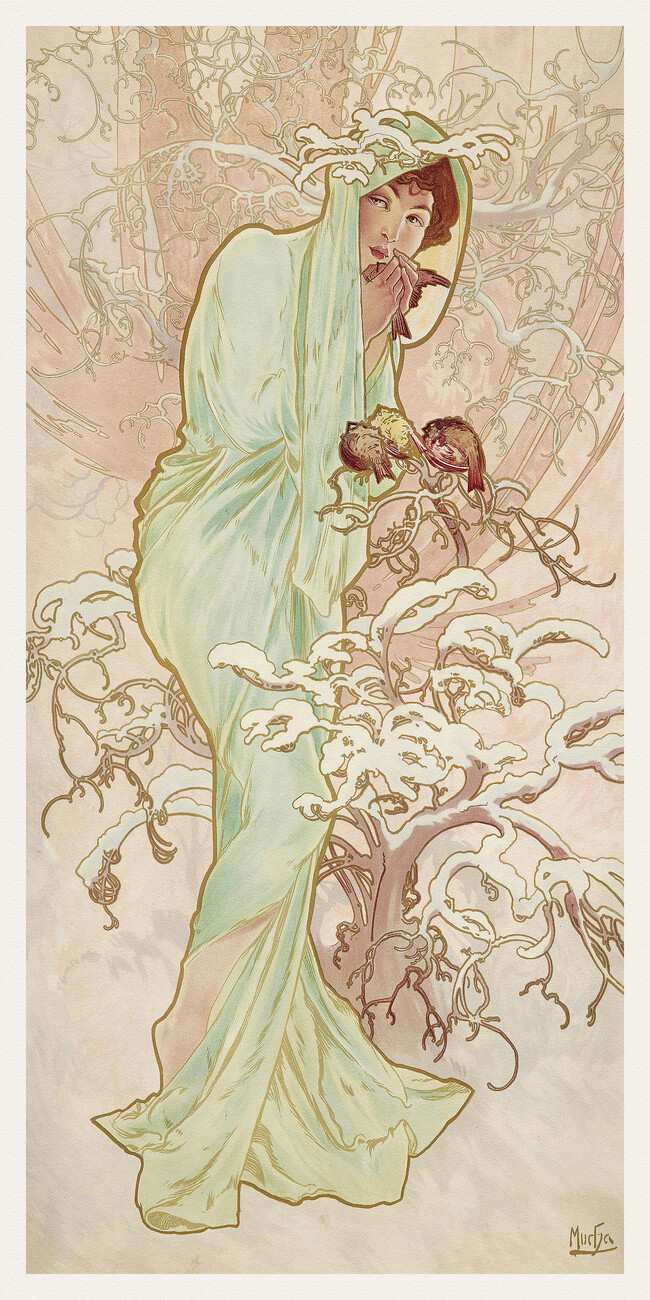 The Seasons: Winter (Art Nouveau Portrait) - Alphonse Mucha ...