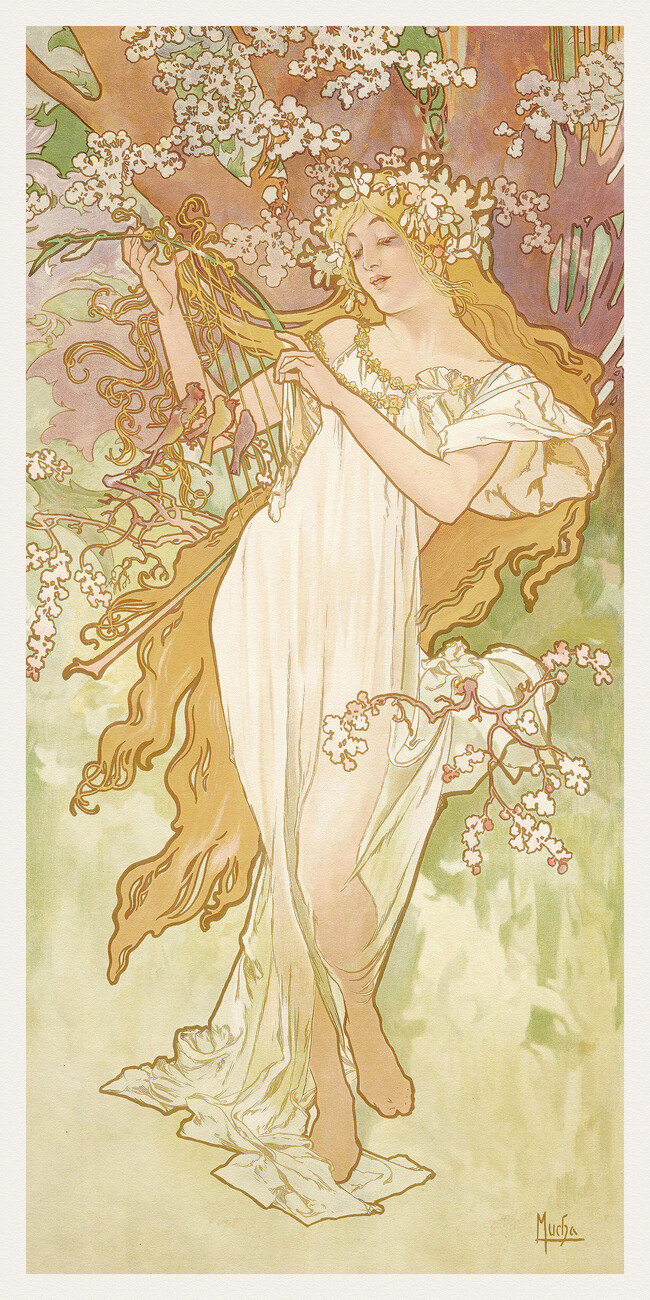 The Seasons: Spring (Art Nouveau Portrait) - Alphonse Mucha ...