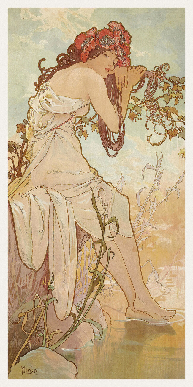 The Seasons: Summer (Art Nouveau Portrait) - Alphonse Mucha ...