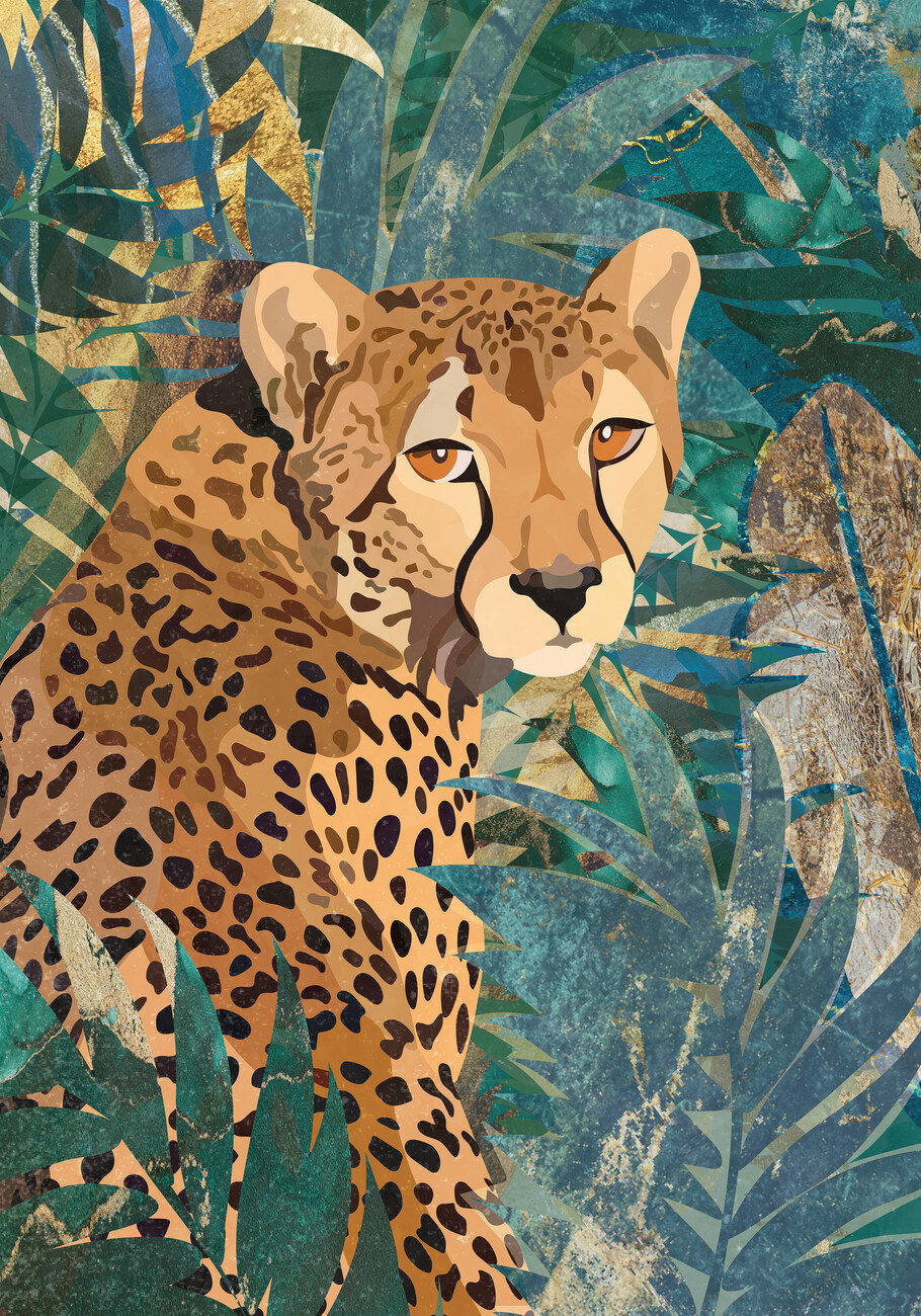 Augustus Jungle Cheetah Wallpaper - 21 Inch Sample - Lelands Wallpaper