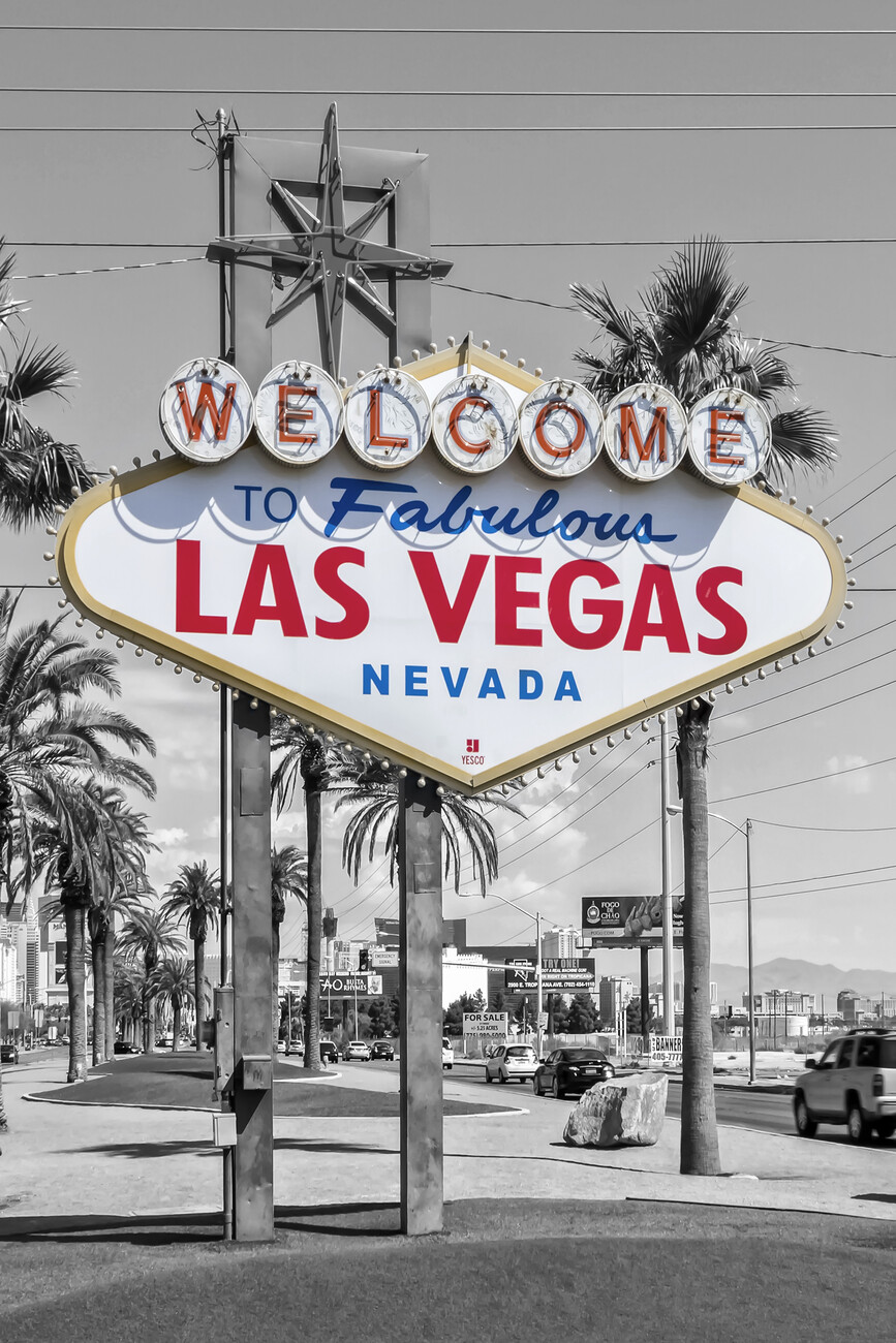 Welcome to Fabulous Las Vegas Nevada Sign Canvas Wall Art - Bed