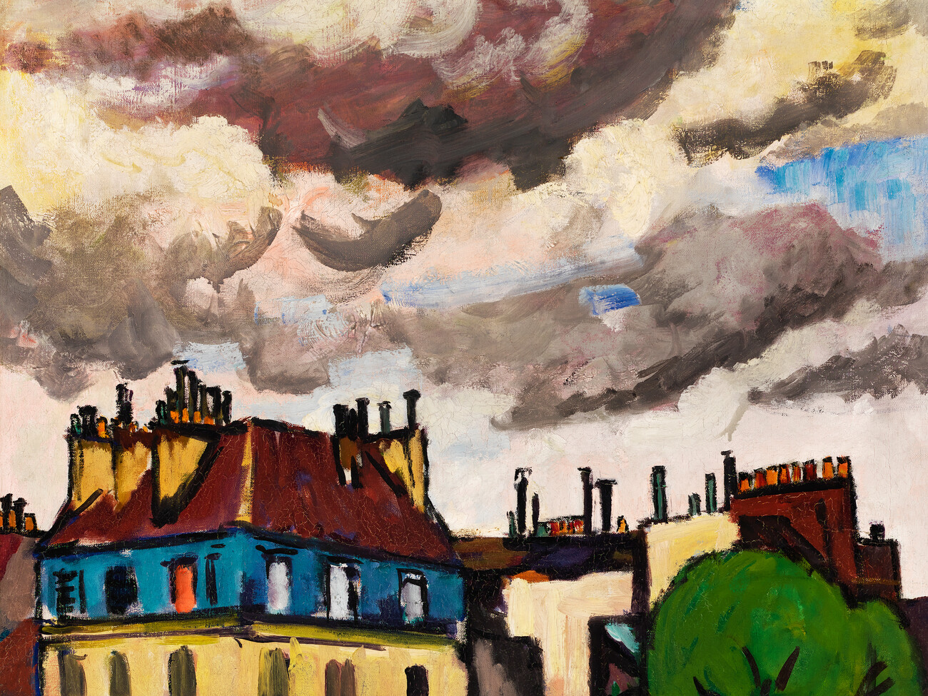 Canvas Print Cloudy Rooftops in Paris - Henry Lyman Saÿen