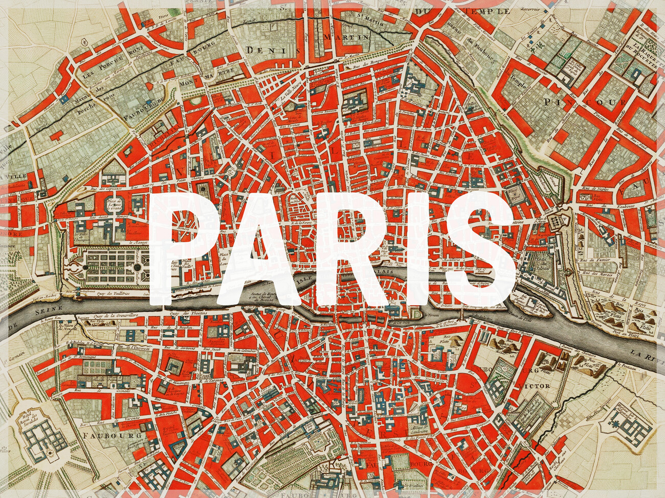 Stadtkarte von Paris Map - Historical & Vintage Maps ǀ Alle Stadtkarten und Landkarten zum Aufhängen