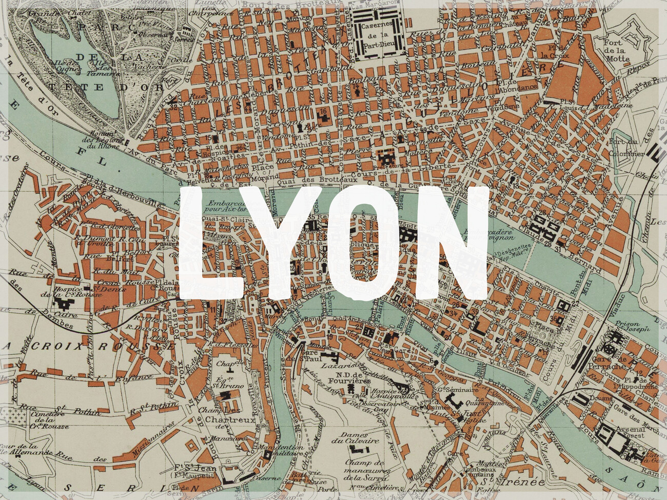 Kart Over Lyon Map Historical Vintage Maps Bykart Og Verdenskart   167453 