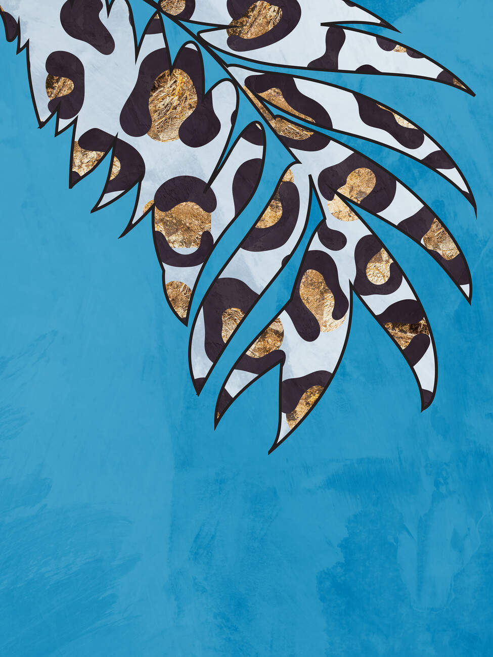 Wall Art Print | Blue leopard print leaf | Europosters