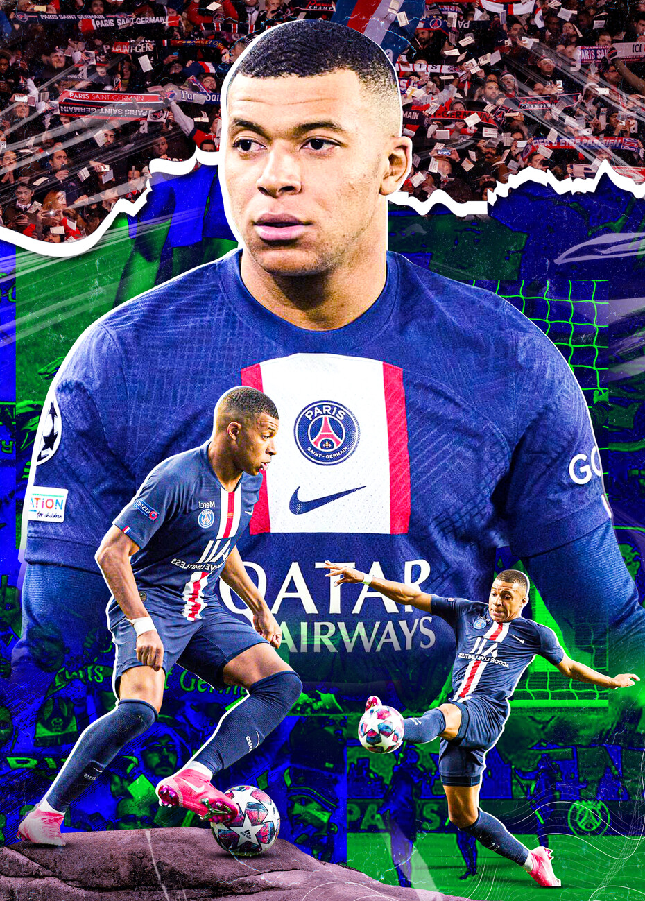 Sticker mural PSG Mbappé - 120cm