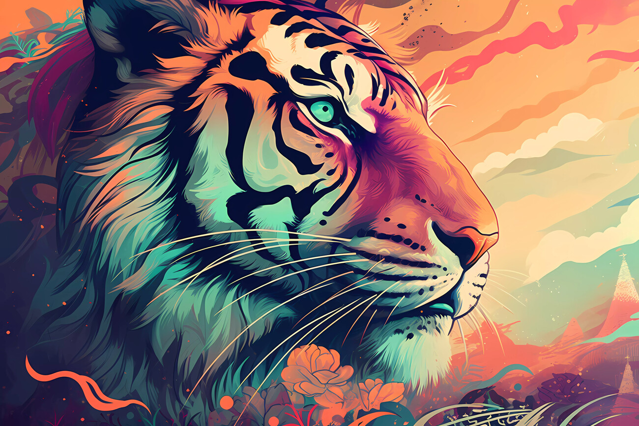 colorful tiger painting