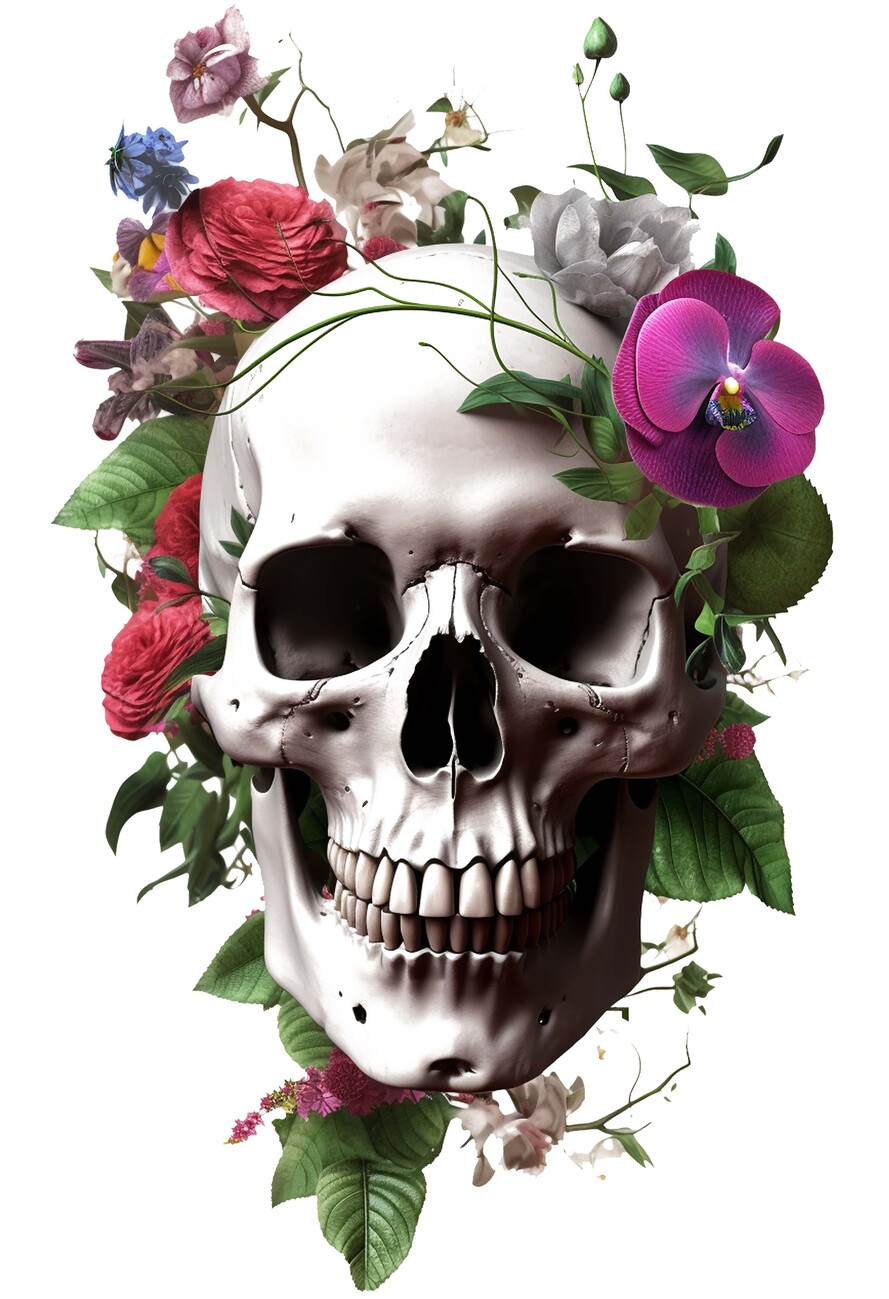 Illustrazione artistiche, Skull & flowers