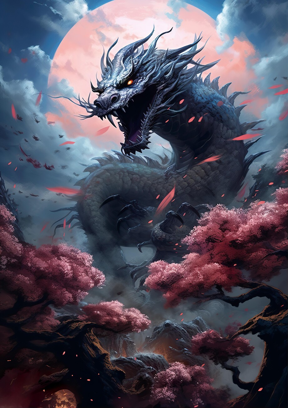 japanese art wallpaper dragon