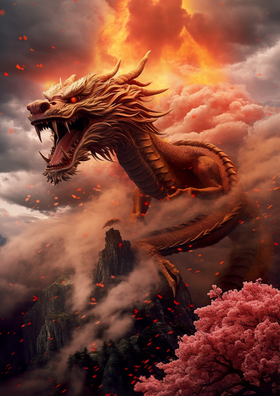 Wall Art Print House of Dragon - Dragon in Fire, Gifts & Merchandise