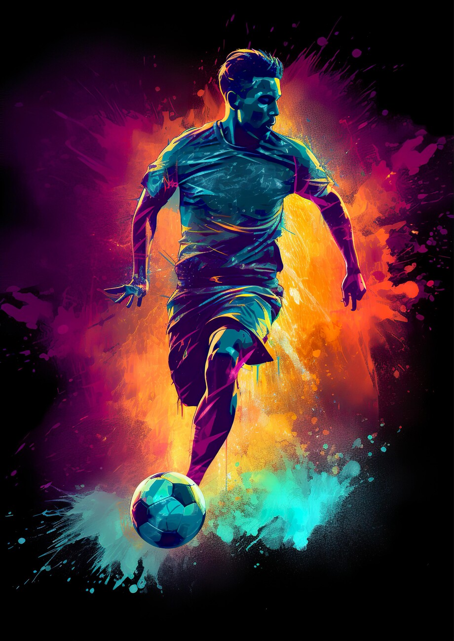 Poster, affiche Football Soccer Silhouette, Cadeaux et merch