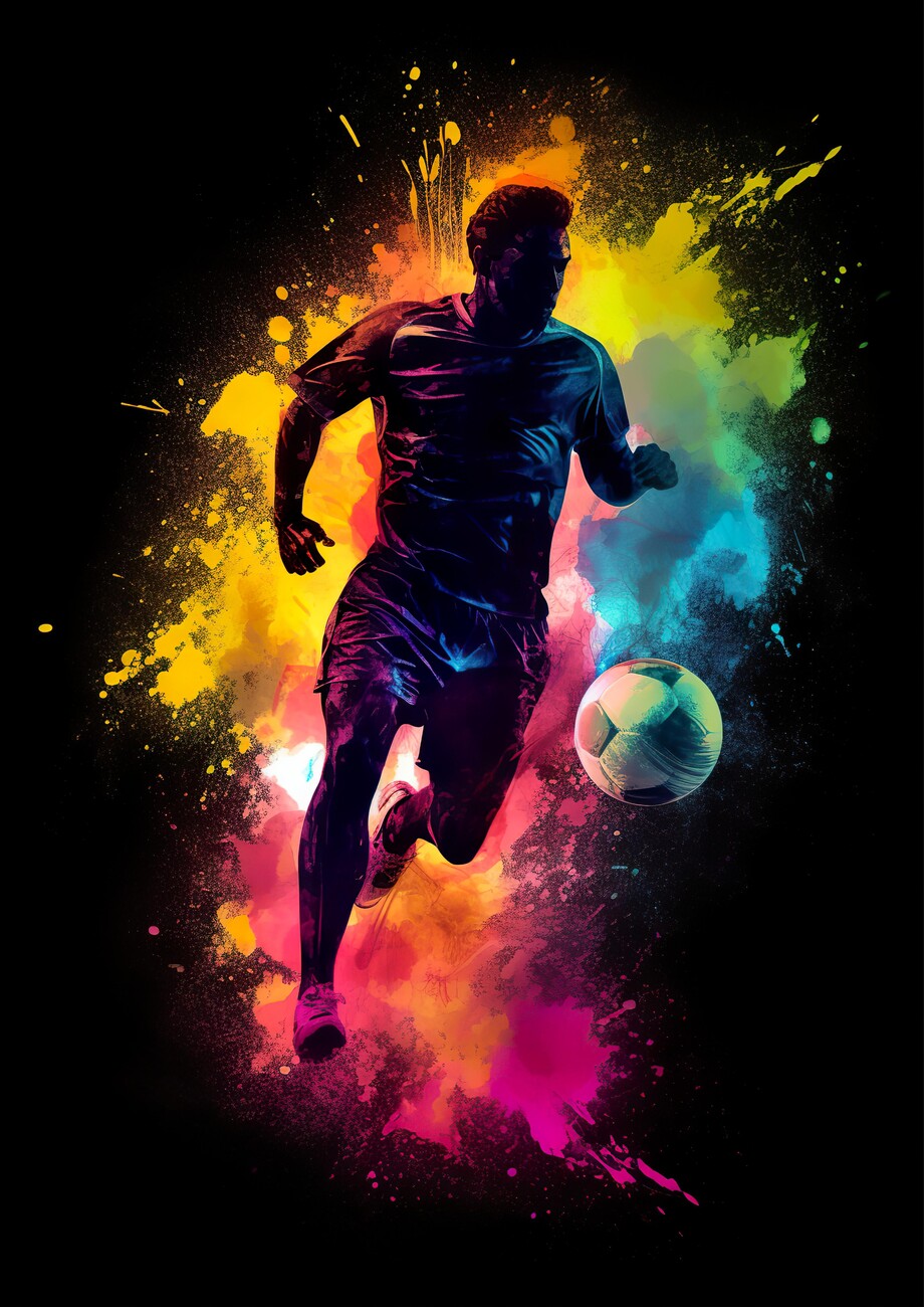 Wall Art Print | Soccer Silhouette Colorful Kicker | Europosters