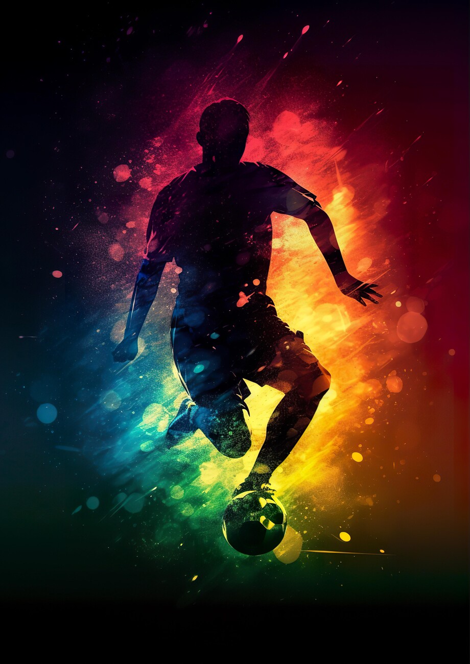 Poster, affiche Silhouette Soccer Football, Cadeaux et merch