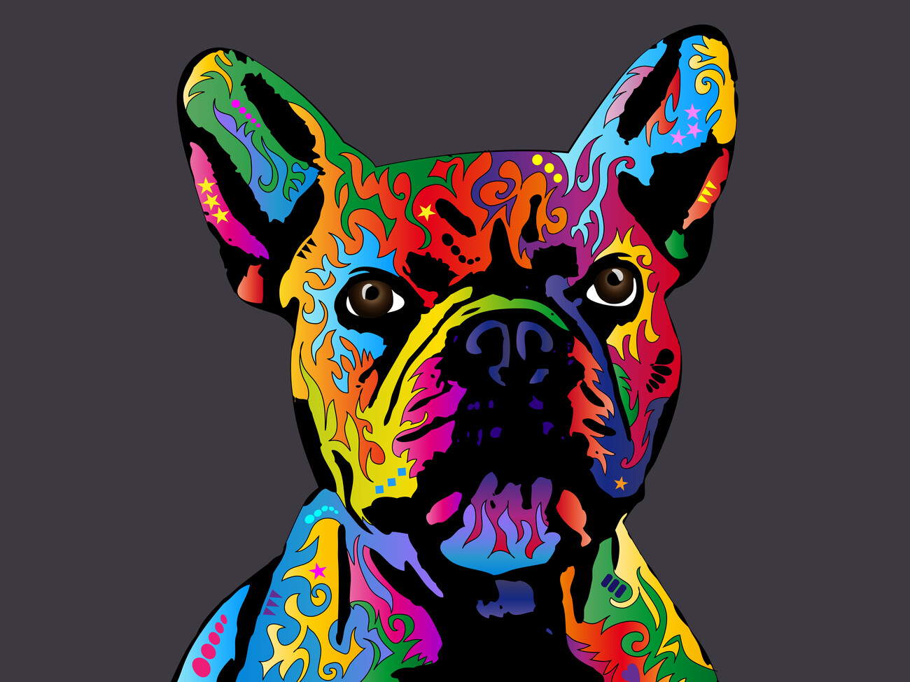 Künstlerische Illustration, French Bulldog Pop Art
