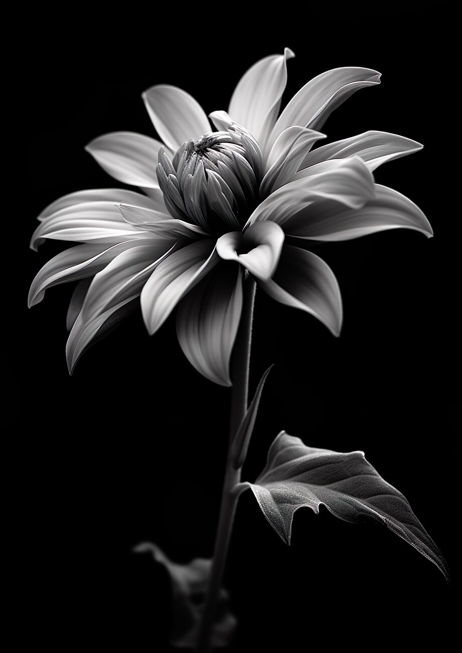 Canvas print Black & White, Chrysanthemum Flower