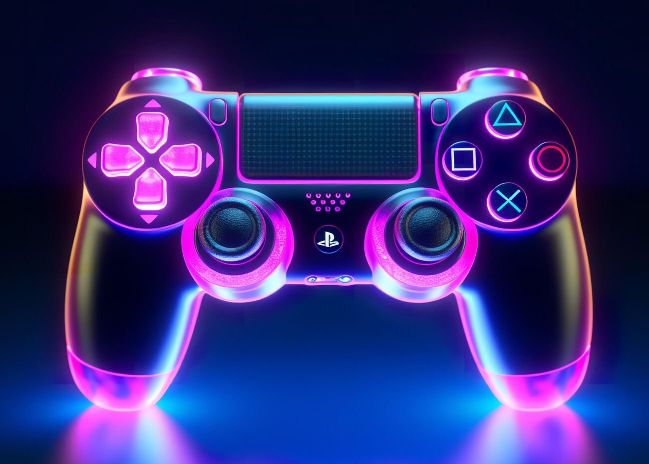 Konsttryck Playstation Gaming Controller Neon