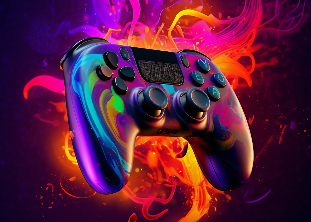 Konsttryck Gaming Controller Neon