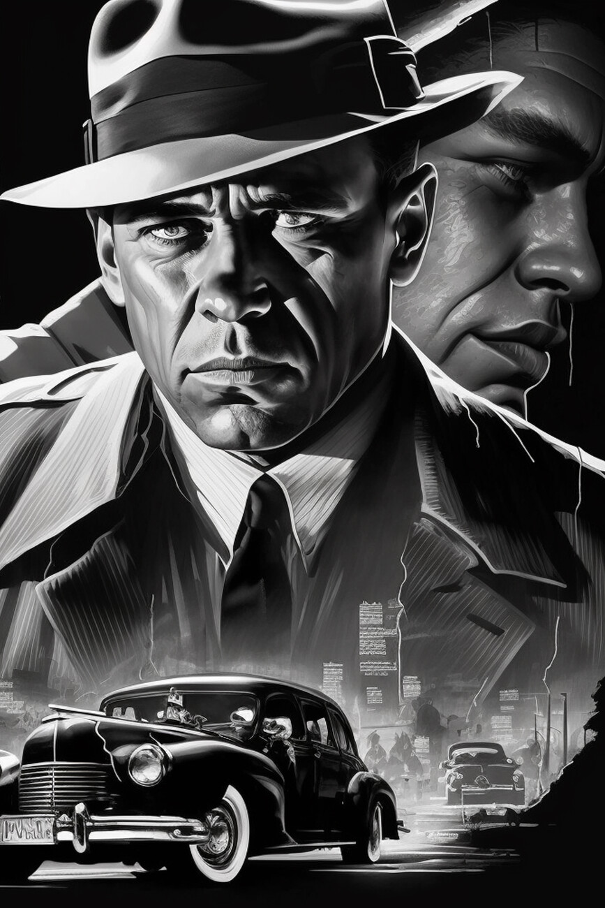 Wall Art Print  Vintage Classic Mafia Gangster Poster, Black