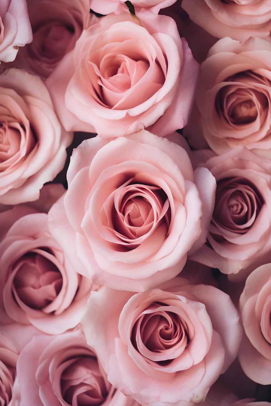 Pink roses, Poster, Kunstdrucke, Fototapeten