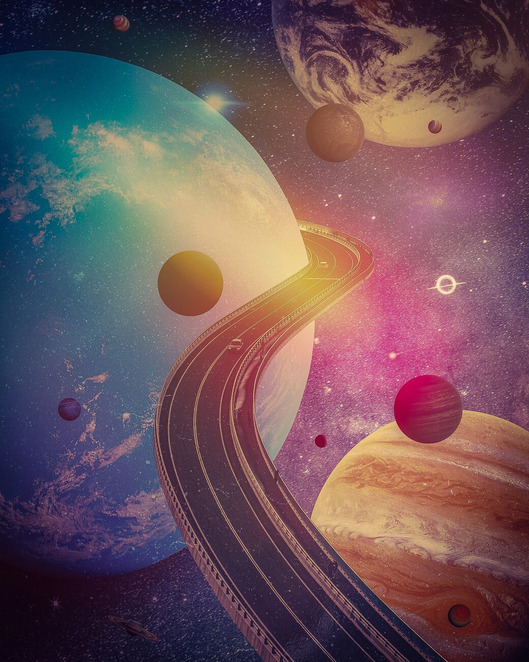Wall Art Print Galaxy Road to Space Planets Universe, Gifts & Merchandise
