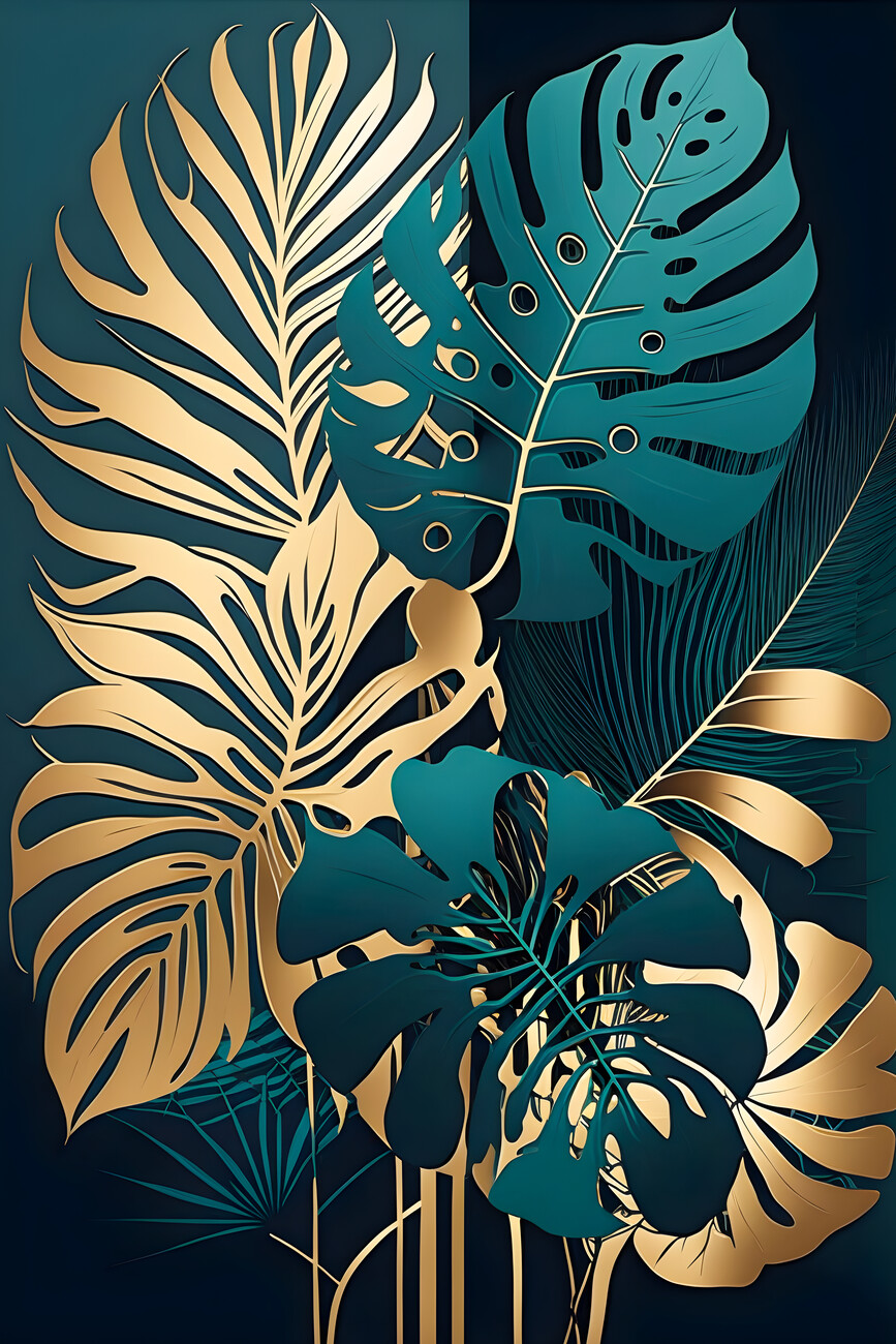 | Print Blätter Wall Monstera Art