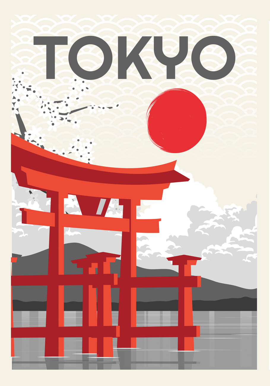 Affiche d'art de voyage vintage de Kyoto au Japon | Poster