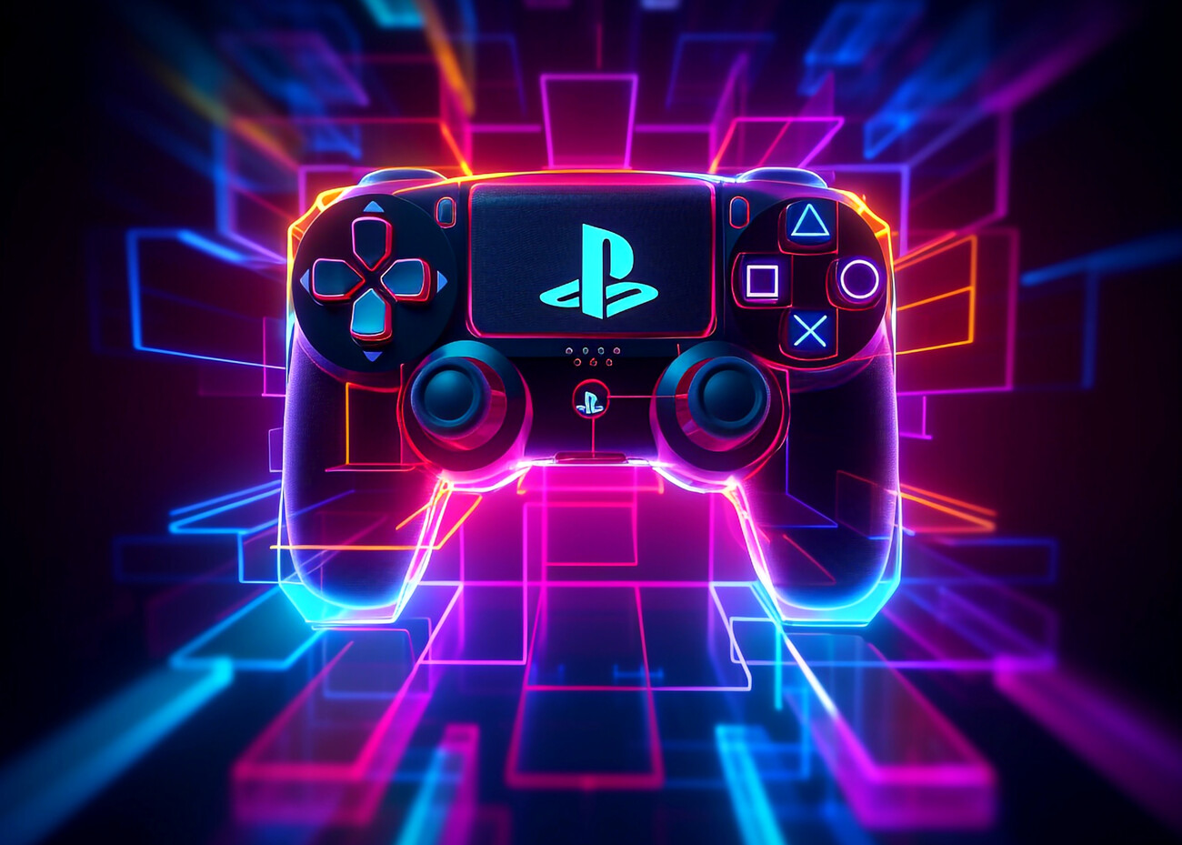 Art Poster Gaming Controller neon