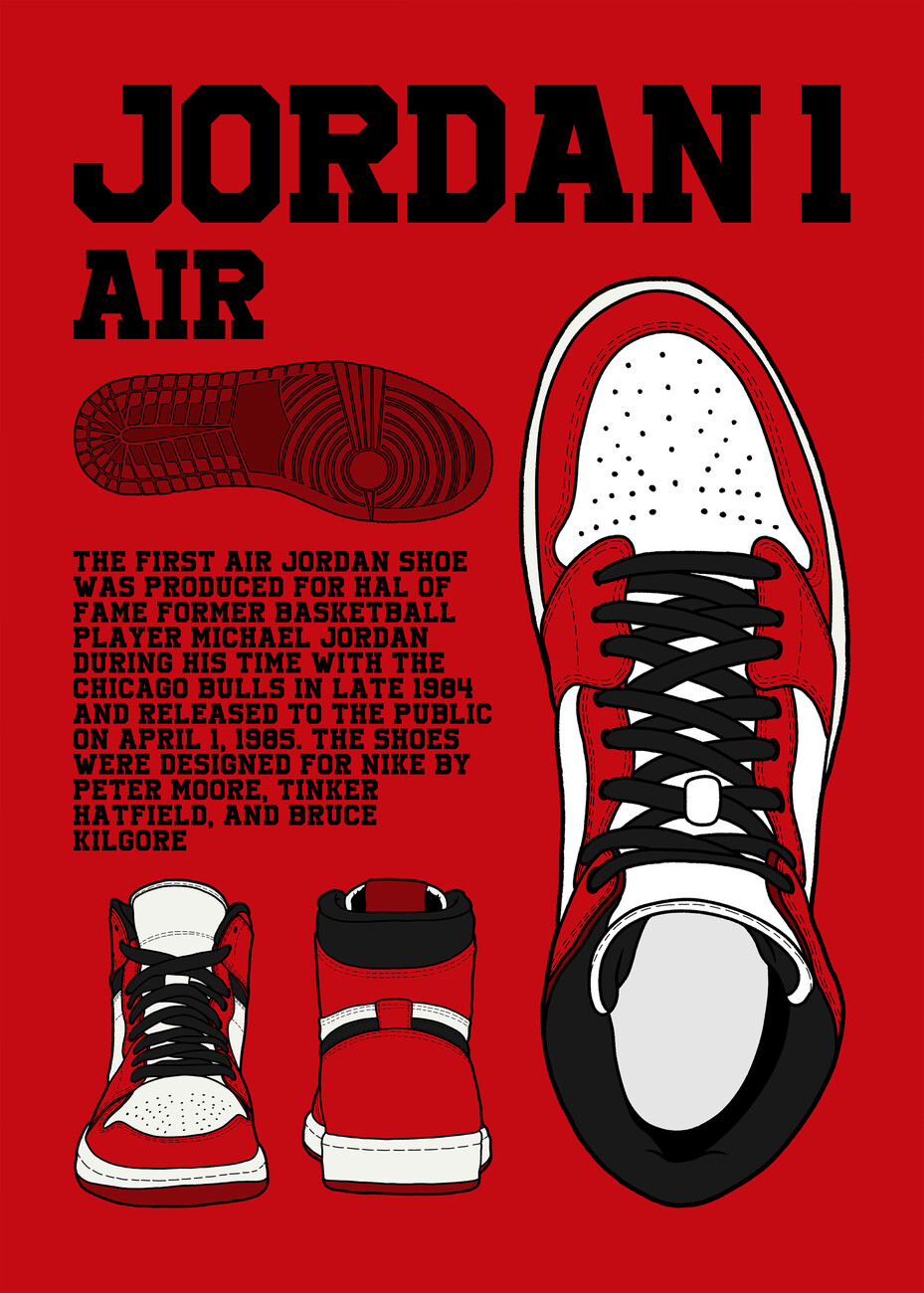 NIKE AIR JORDAN 1 CHICAGO GOT 'EM POSTER ART PAINTING PRINT POSTER WALL ART