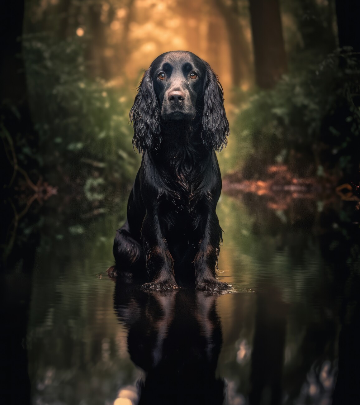 Illustrazione artistiche, Cocker spaniel in forest